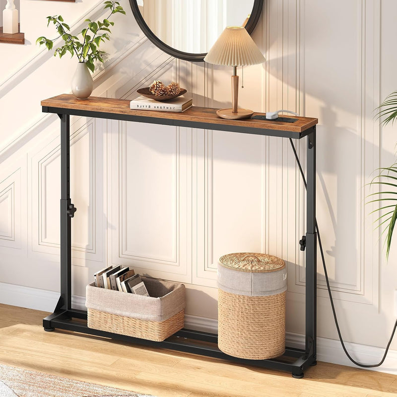 Slim Console Table with Adjustable Height Behind Sofe (Set of 2)