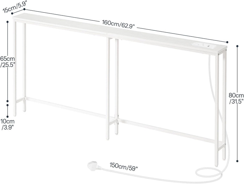 Slim Console Table with Charging Station