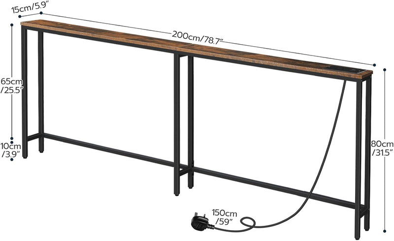 Slim Console Table with Charging Station