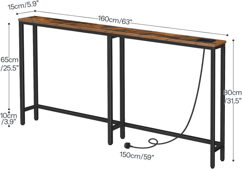 Slim Console Table with Charging Station