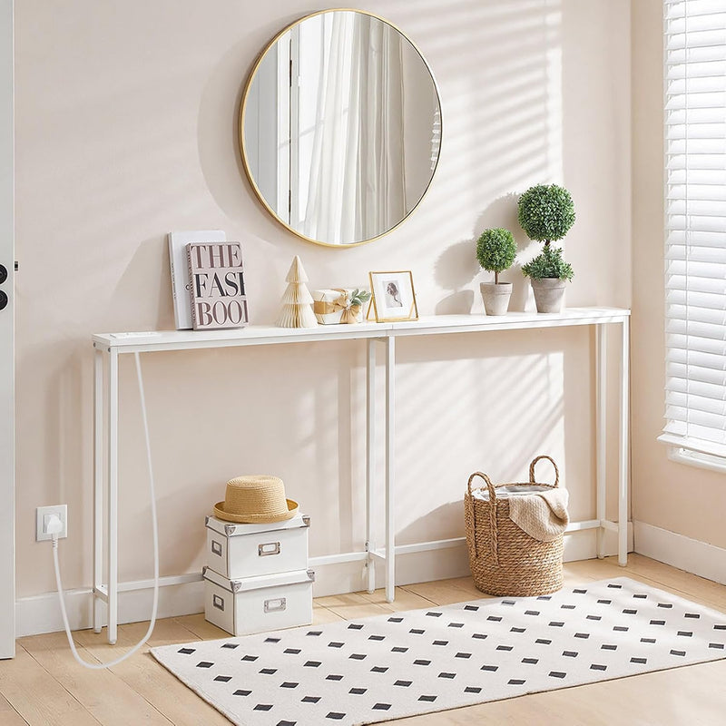 Slim Console Table with Charging Station
