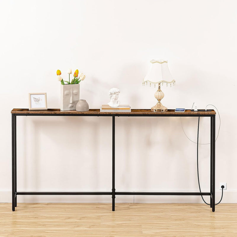 Slim Console Table with Charging Station