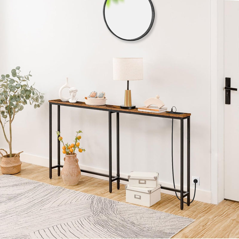 Slim Console Table with Charging Station