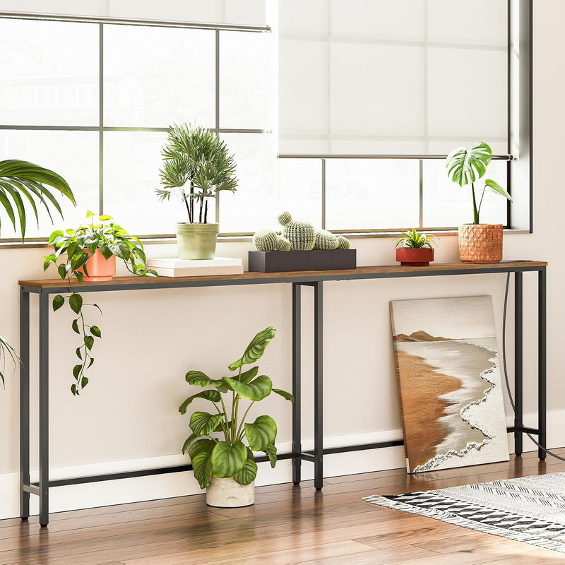 Slim Console Table with Charging Station