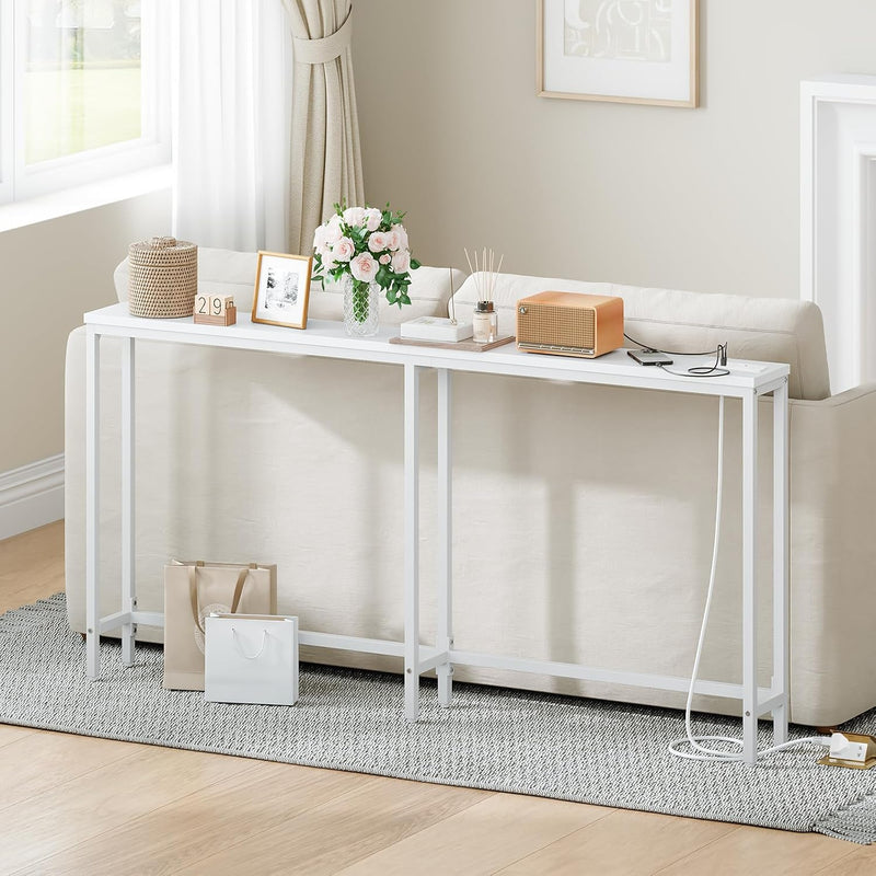 Slim Console Table with Charging Station