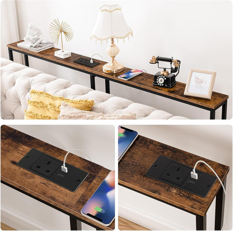 Slim Console Table with Charging Station