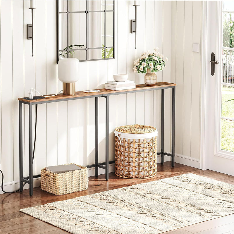 Slim Console Table with Charging Station