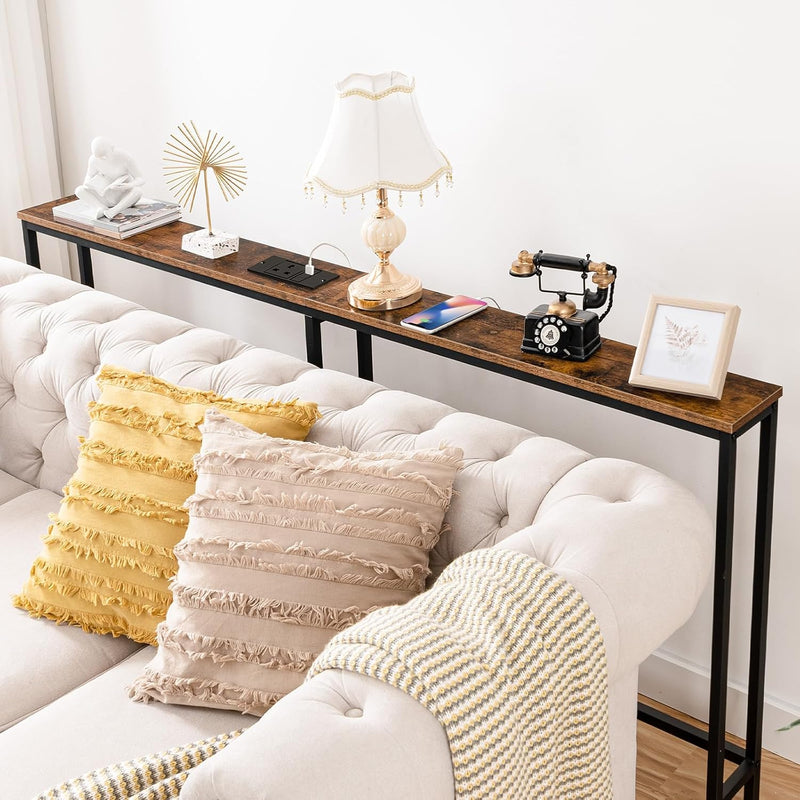 Slim Console Table with Charging Station