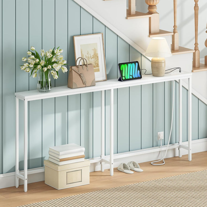 Slim Console Table with Charging Station