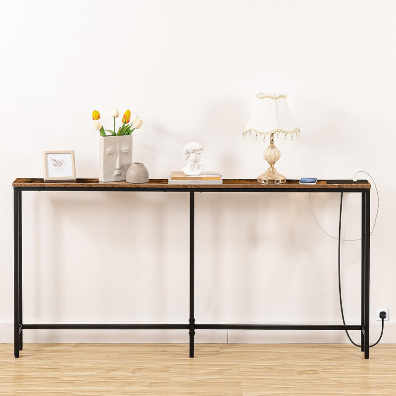 Slim Console Table with Charging Station