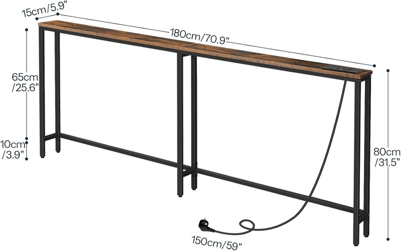 Slim Console Table with Charging Station