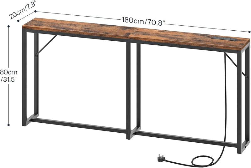 Slim Console Table with Charging Station 180CM