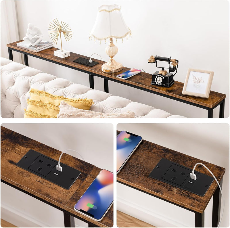 Slim Console Table with Charging Station