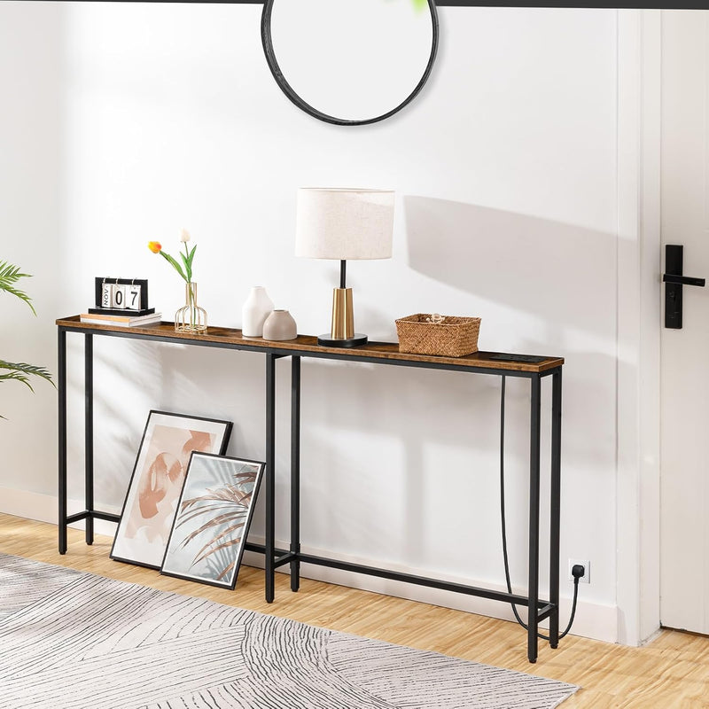 Slim Console Table with Charging Station