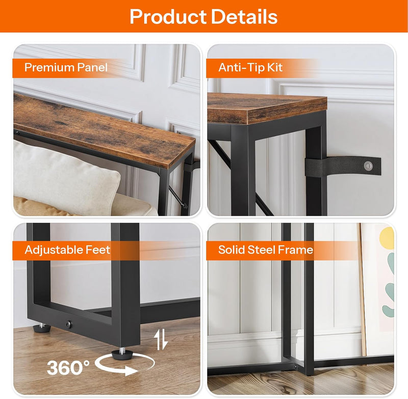 Slim Console Table with Charging Station 180CM