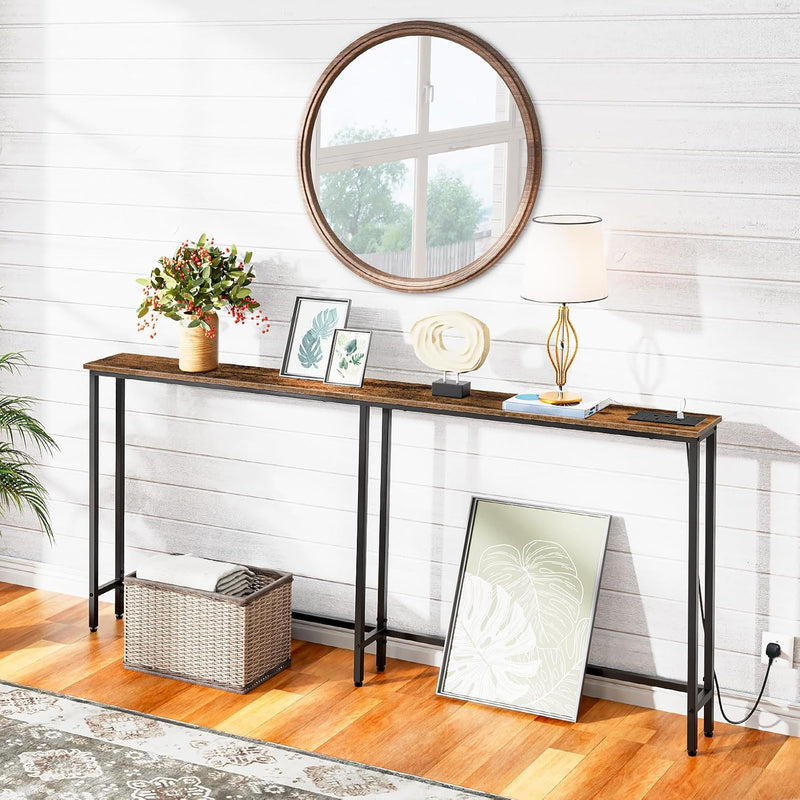 Slim Console Table with Charging Station