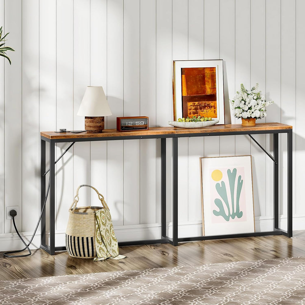 Slim Console Table with Charging Station 180CM