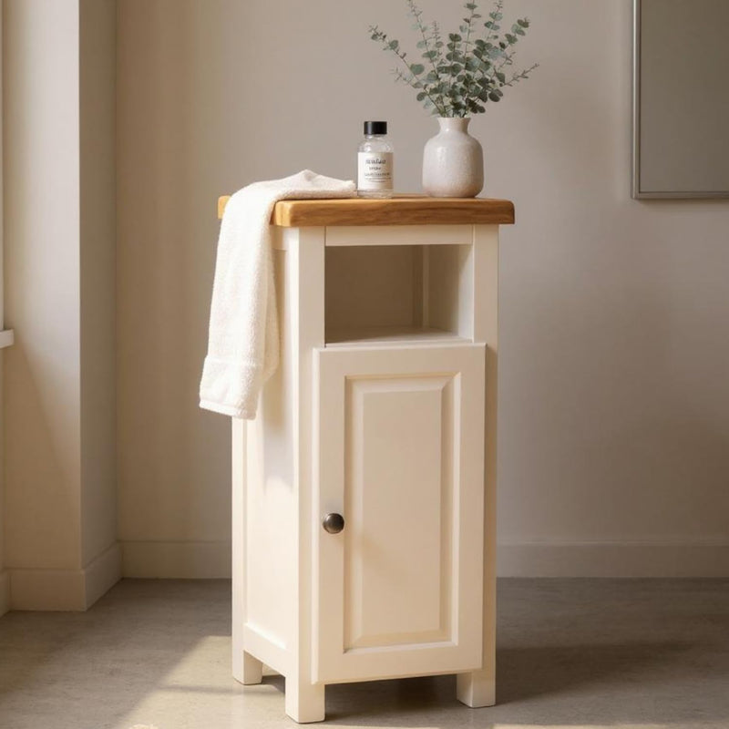 Slim Display Cabinet Snow Painted Storage Unit