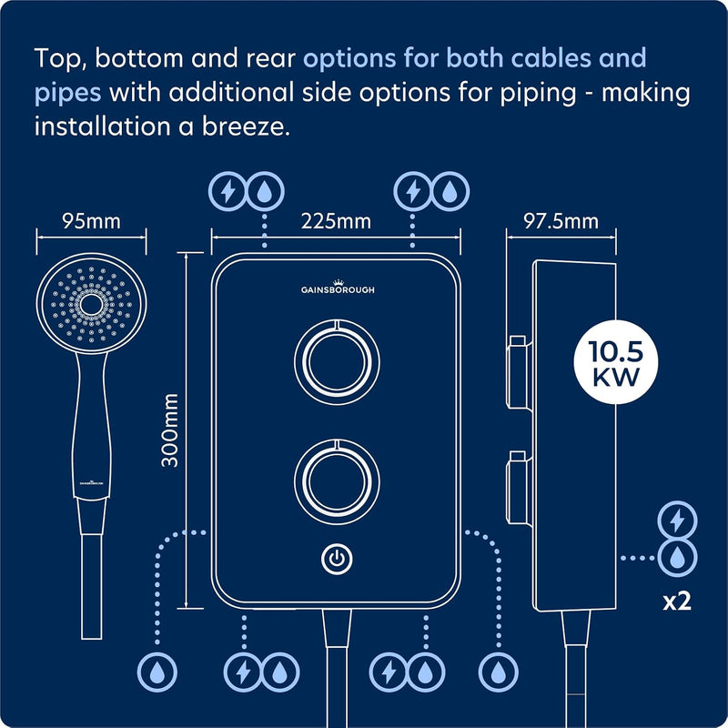 Slim Duo Electric Shower 10.5KW Polar