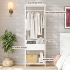 Slim Hall Tree Entryway Coat Rack Bench Drawer