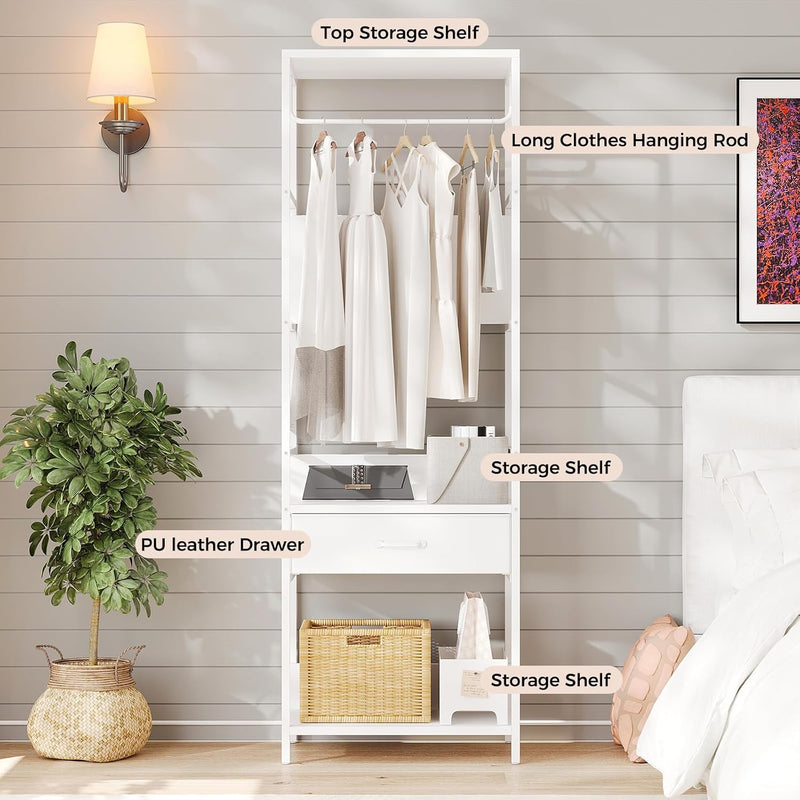 Slim Hall Tree Entryway Coat Rack Bench Drawer