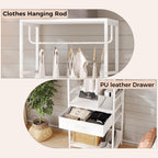 Slim Hall Tree Entryway Coat Rack Bench Drawer