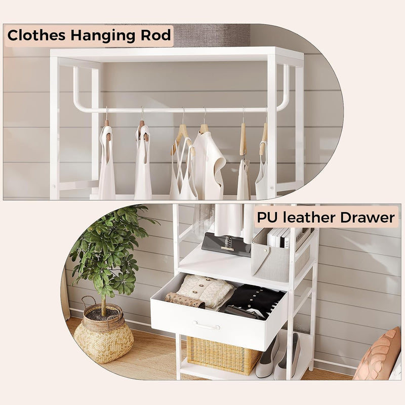 Slim Hall Tree Entryway Coat Rack Bench Drawer