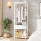 Slim Hall Tree Entryway Coat Rack Bench Drawer