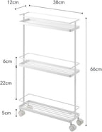 Slim Kitchen Storage Cart Steel Minimalist