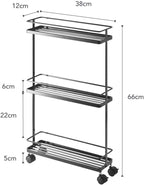 Slim Kitchen Storage Cart Steel Minimalist