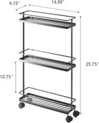 Slim Kitchen Storage Cart Steel Minimalist