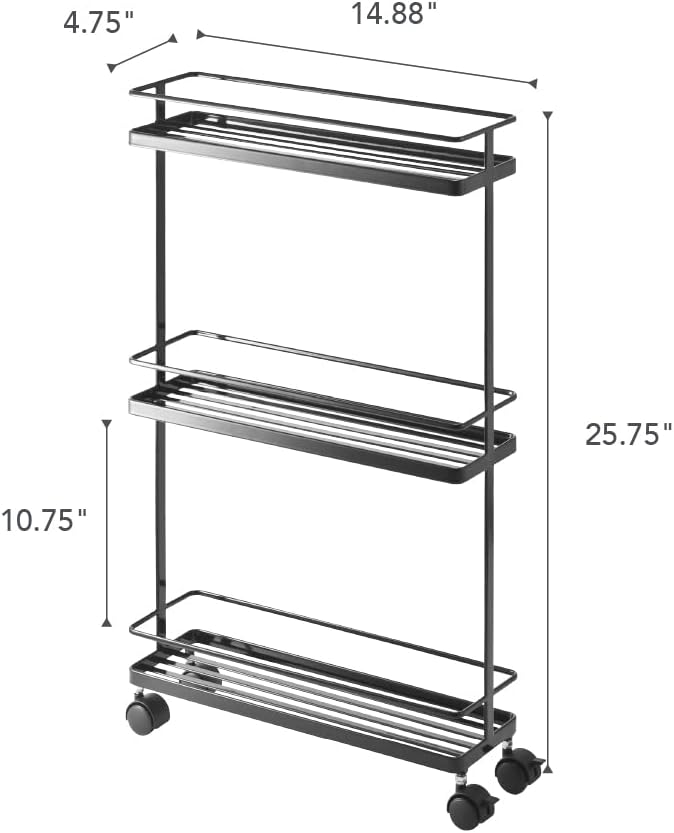 Slim Kitchen Storage Cart Steel Minimalist
