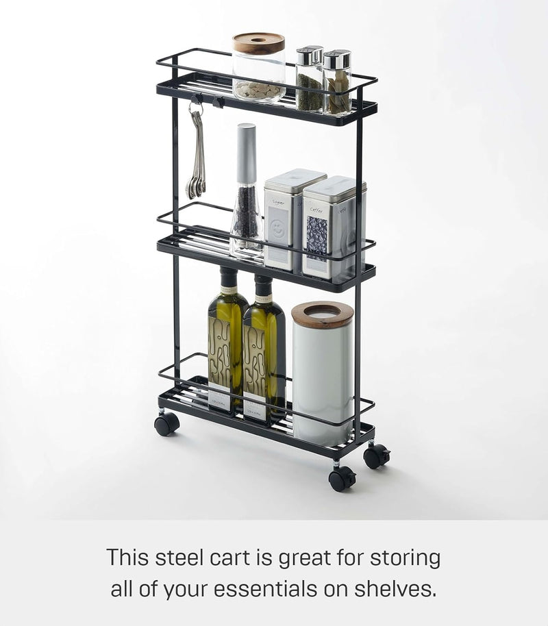 Slim Kitchen Storage Cart Steel Minimalist
