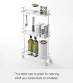 Slim Kitchen Storage Cart Steel Minimalist