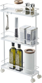 Slim Kitchen Storage Cart Steel Minimalist