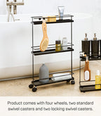 Slim Kitchen Storage Cart Steel Minimalist