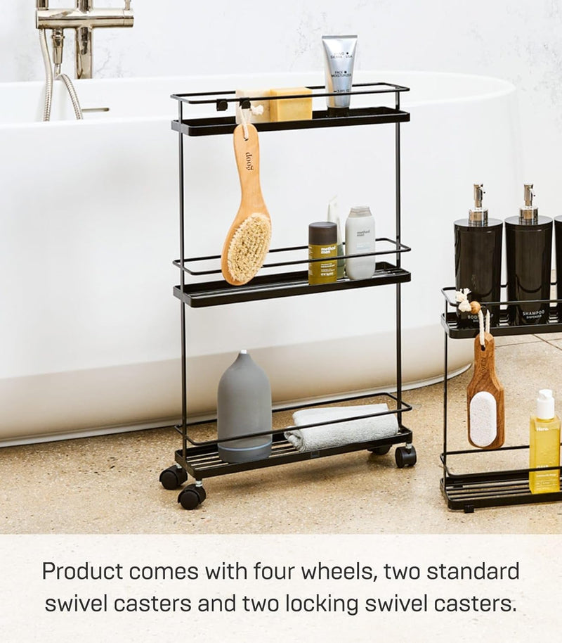 Slim Kitchen Storage Cart Steel Minimalist