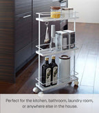 Slim Kitchen Storage Cart Steel Minimalist