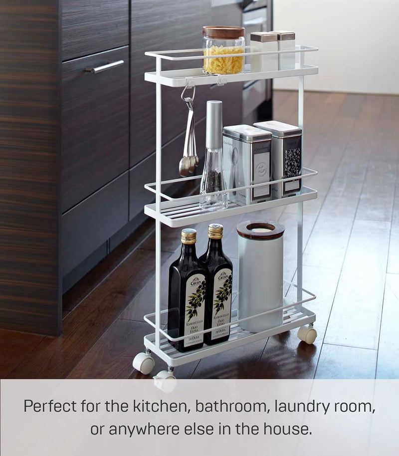 Slim Kitchen Storage Cart Steel Minimalist