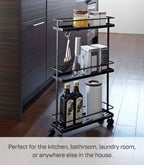 Slim Kitchen Storage Cart Steel Minimalist