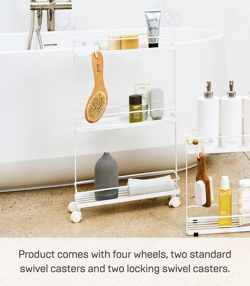 Slim Kitchen Storage Cart Steel Minimalist
