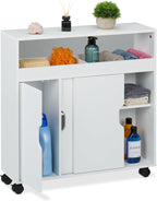 Slim Rolling Cabinet 3 Compartments 2 Shelves 71x70x20