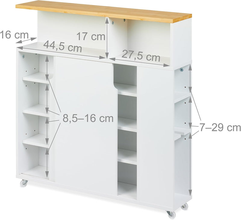 Slim Rolling Cart Toilet Brush Holder 79x17x75CM