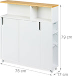 Slim Rolling Cart Toilet Brush Holder 79x17x75CM
