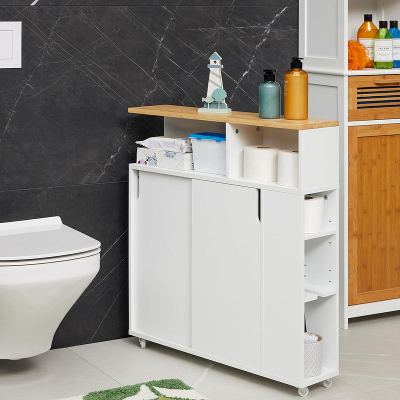Slim Rolling Cart Toilet Brush Holder 79x17x75CM