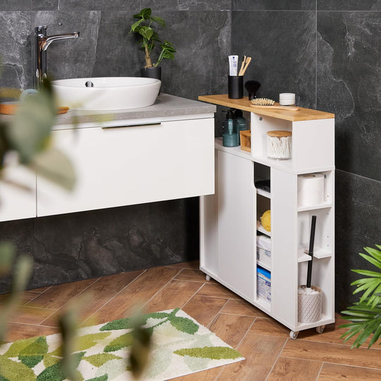 Slim Rolling Cart Toilet Brush Holder 79x17x75CM