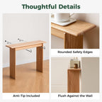 Slim Solid Oak Console Table for Entryway Narrow