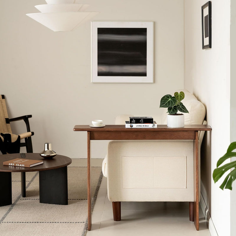 Slim Solid Oak Console Table for Entryway Narrow