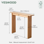 Slim Solid Oak Console Table for Entryway Narrow
