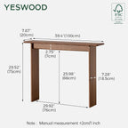 Slim Solid Oak Console Table for Entryway Narrow